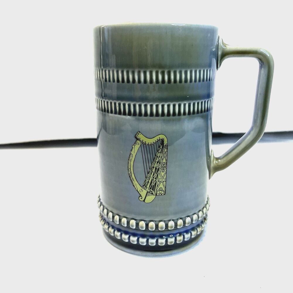 Wade Irish Porcelain Tankard Mug Stein Harp 6.5" Tall